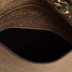 Pre Owned Carolina Herrera Metallic Gold Leather Bow Flap Shoulder Bag