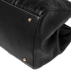 Pre Owned Carolina Herrera Black Embossed Monogram Leather Andy Tote