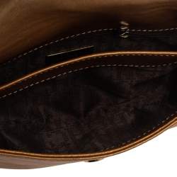 Pre Owned Carolina Herrera Metallic Gold Quilted Leather Clutch