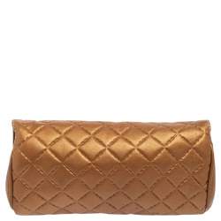 Pre Owned Carolina Herrera Metallic Gold Quilted Leather Clutch