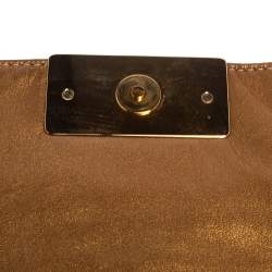 Pre Owned Carolina Herrera Metallic Gold Quilted Leather Clutch