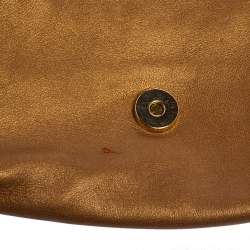 Pre Owned Carolina Herrera Metallic Gold Quilted Leather Clutch