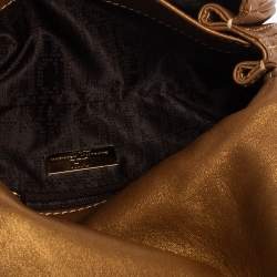 Pre Owned Carolina Herrera Metallic Gold Quilted Leather Clutch