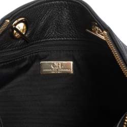 Pre Owned Carolina Herrera Black Monogram Leather Tassel Tote 