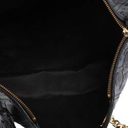 Pre Owned Carolina Herrera Black Monogram Leather Tassel Tote 