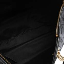 Pre Owned Carolina Herrera Black Monogram Leather Tassel Tote 