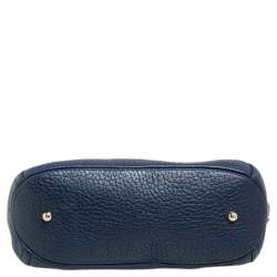 Pre Owned Carolina Herrera Navy Blue Leather Chain Tassel Shoulder Bag