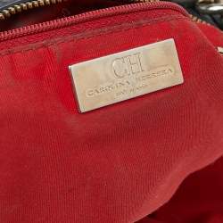 Pre Owned Carolina Herrera Black Pebbled Leather Chain Shoulder Bag