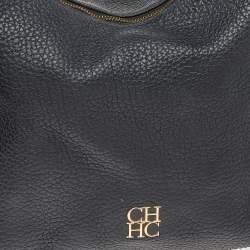 Pre Owned Carolina Herrera Black Pebbled Leather Chain Shoulder Bag