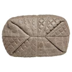 Pre Owned Carolina Herrera Olive Green Monogram Leather Shoulder Bag