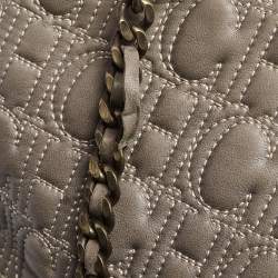 Pre Owned Carolina Herrera Olive Green Monogram Leather Shoulder Bag