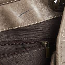 Pre Owned Carolina Herrera Olive Green Monogram Leather Shoulder Bag