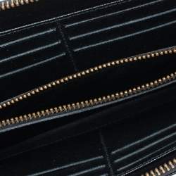 Pre Owned Carolina Herrera Black Monogram Leather Zip Around Wallet