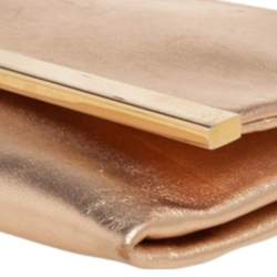 Pre Owned Carolina Herrera Metallic Gold Leather Flap Chain Clutch