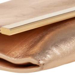 Pre Owned Carolina Herrera Metallic Gold Leather Flap Chain Clutch