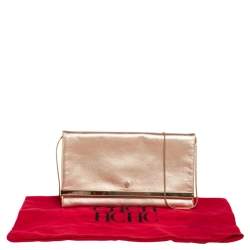 Pre Owned Carolina Herrera Metallic Gold Leather Flap Chain Clutch