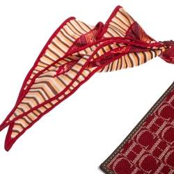 Pre Owned Carolina Herrera Red Monogram Canvas and Leather Pouch