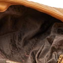 Pre Owned Carolina Herrera Gold Quilted Leather Flap Chain Shoulder Bag