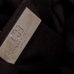 Carolina Herrera Silver Monogram Embossed Leather Audrey Bucket Shoulder Bag