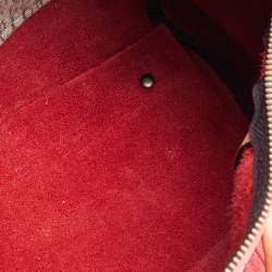 Pre Owned Carolina Herrera Red/Beige Leather Monogram Embossed Andy Boston Bag