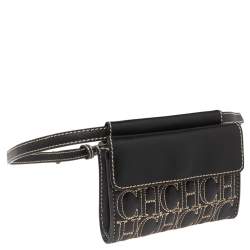 Carolina Herrera Black Monogram Leather Belt Bag