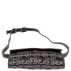 Carolina Herrera Black Monogram Leather Belt Bag