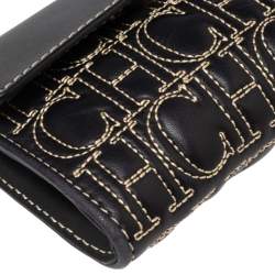 Carolina Herrera Black Monogram Leather Belt Bag