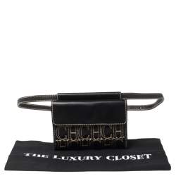 Carolina Herrera Black Monogram Leather Belt Bag