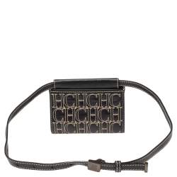 Carolina Herrera Black Monogram Leather Belt Bag