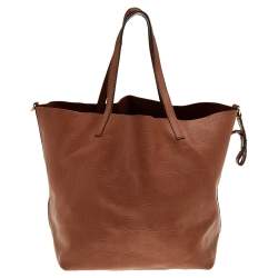 Pre Owned Carolina Herrera Brown Monogram Embossed Leather Tote