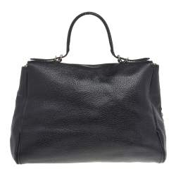 Pre Owned Carolina Herrera Black Leather Minuetto Top Handle Flap Shoulder Bag