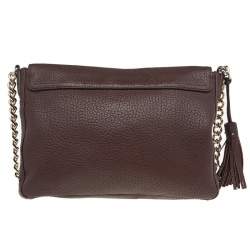 Pre Owned Carolina Herrera Brown Leather Tassel Flap Chain Shoulder Bag