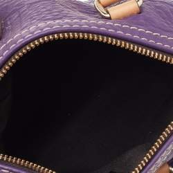 Pre Owned Carolina Herrera Purple Monogram Embossed Leather Mini Andy Boston Bag