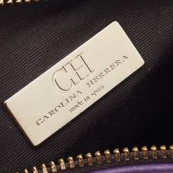 Pre Owned Carolina Herrera Purple Monogram Embossed Leather Mini Andy Boston Bag