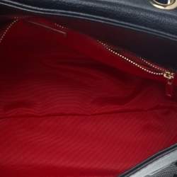 Pre Owned Carolina Herrera Black Leather Monogram Embossed Minuetto Top Handle Bag