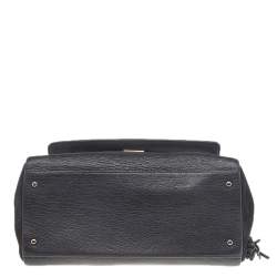 Pre Owned Carolina Herrera Black Leather Monogram Embossed Minuetto Top Handle Bag