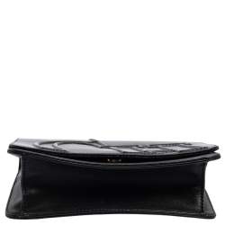 Pre Owned Carolina Herrera Black Leather Flap Shoulder Bag