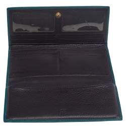 Carolina Herrera Green Monogram Embossed Leather Flap Continental Wallet