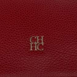 Pre Owned Carolina Herrera Red Leather Flap Chain Shoulder Bag