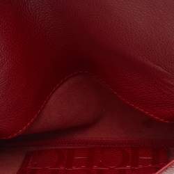 Pre Owned Carolina Herrera Red Leather Flap Chain Shoulder Bag
