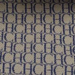 Pre Owned Carolina Herrera White/Brown Leather Monogram Embossed Andy Satchel