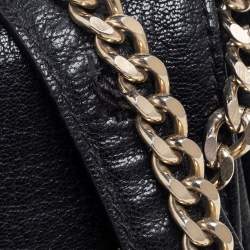Pre Owned Carolina Herrera Black Leather Chain Flap Shoulder Bag
