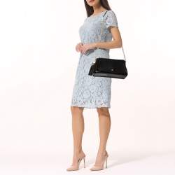 Pre Owned Carolina Herrera Black Leather Chain Flap Shoulder Bag