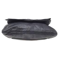 Pre Owned Carolina Herrera Black Monogram Embossed Leather Audrey Shoulder Bag