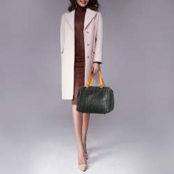 Pre Owned Carolina Herrera Dark Grey Monogram Leather Andy Satchel