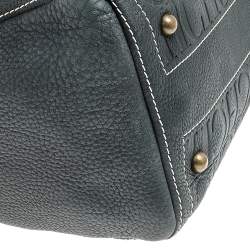 Pre Owned Carolina Herrera Dark Grey Monogram Leather Andy Satchel
