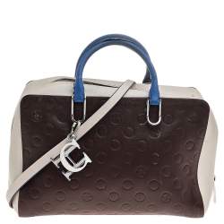 Pre Owned Carolina Herrera Multicolor Leather Logo Charm Satchel