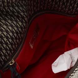 Pre Owned Carolina Herrera Multicolor Monogram Satin And Leather Top Handle Bag