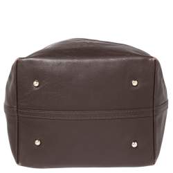 Pre Owned Carolina Herrera Dark Brown Leather Matryoshka Tote