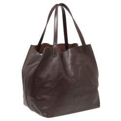 Pre Owned Carolina Herrera Dark Brown Leather Matryoshka Tote